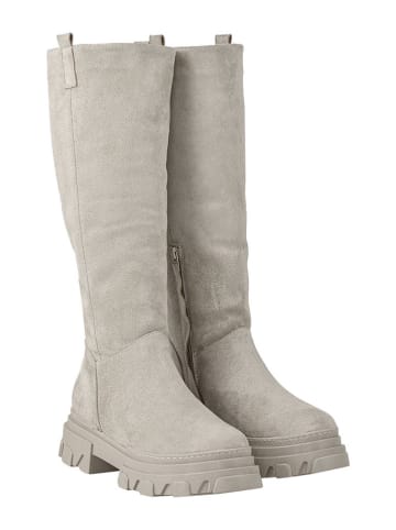 Noosy Skórzane kozaki w kolorze szarym