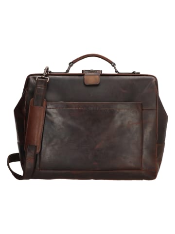 GENICCI Skórzana torba "Darwin" w kolorze brązowym na laptopa - 39 x 29 x 7 cm