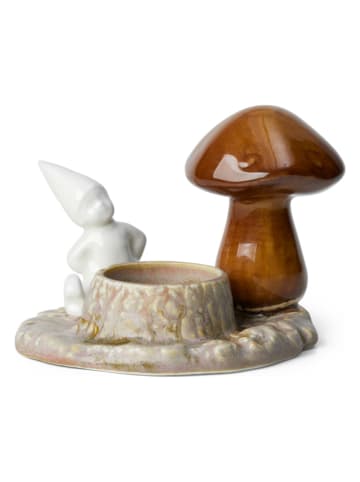 Kähler Theelichthouder "Christmas Tales" beige/bruin - (B)13 x (H)9,5 x (D)14 cm
