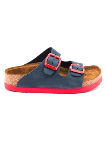 Comfortfusse Leren slippers donkerblauw/rood