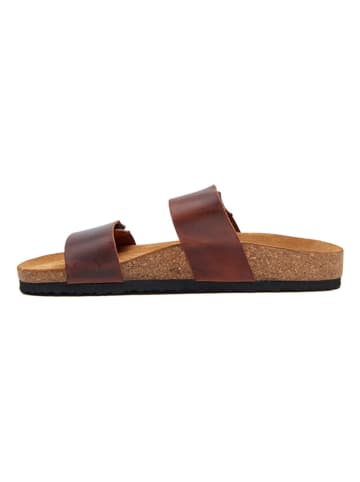 Comfortfusse Leren slippers bruin