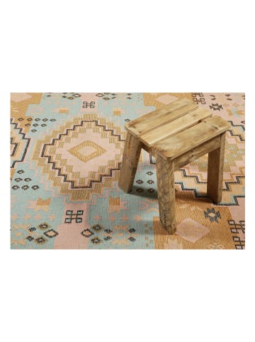 Green Looop Woll-Teppich "Monmartre" in Senf/ Rosa/ Mint