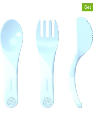 Twistshake 3-delige set: eetleerbestek blauw - (L)22 cm