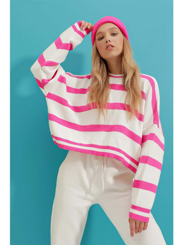 Jumeon Sweatshirt in Pink/ Weiß