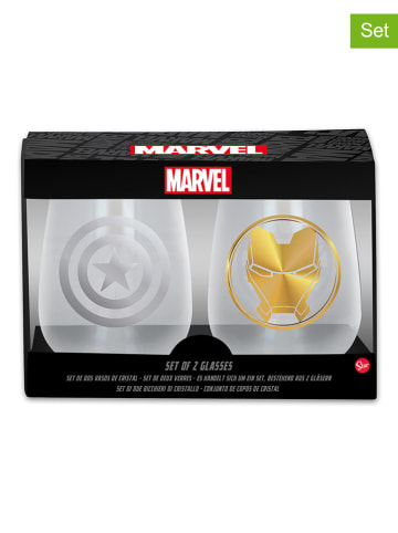 Marvel 2-delige set: glazen "Pokemon" transparant/goudkleurig/zilverkleurig - 510 ml