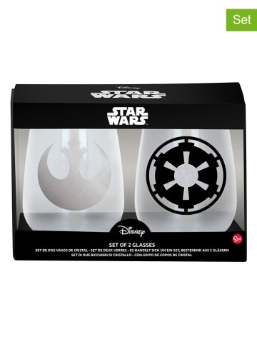Star Wars 2-delige set: glazen "Star Wars" transparant/zilverkleurig/zwart - 510 ml