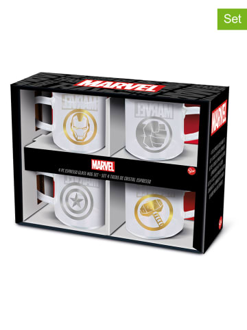Marvel 4-delige set: espressoglazen "Marvel" transparant/zilverkleurig/goudkleurig