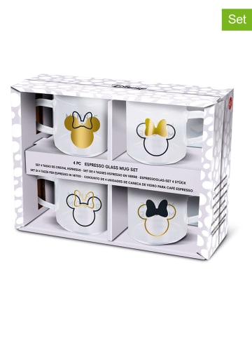 Disney Minnie Mouse 4-delige set: espressoglazen "Minnie Mouse" transparant/goudkleurig/zwart