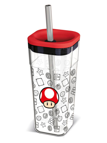 Super Mario Drinkbeker "Super Mario" transparant/rood - 540 ml