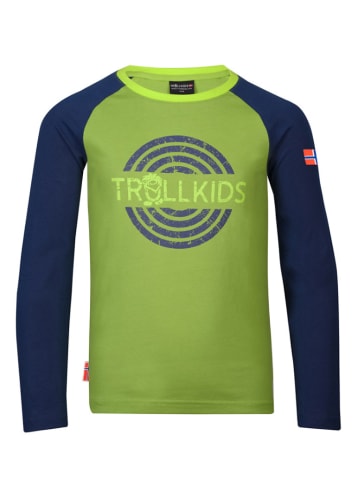 Trollkids Koszulka funkcyjna "Preikestolen" w kolorze granatowo-zielonym