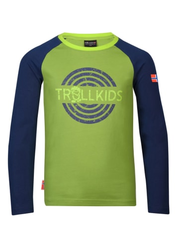 Trollkids Longsleeve "Preikestolen" in Dunkelblau/ Grün