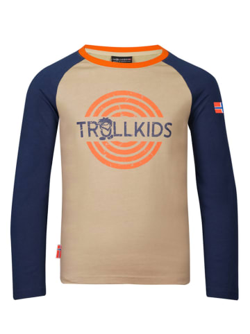 Trollkids Longsleeve "Preikestolen" in Dunkelblau/ Beige