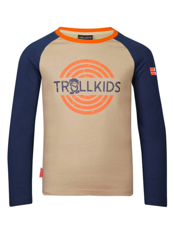 Trollkids Koszulka funkcyjna "Preikestolen" w kolorze granatowo-beżowym