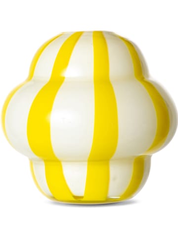 Byon Vaas "Curlie" wit/geel - (H)22 x Ø 20 cm