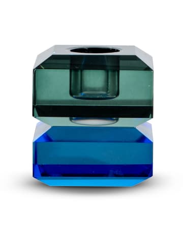 Byon Kerzenhalter "Ruby" in Blau/ Grün - (B)5,5 x (H)6 x (T)5 cm