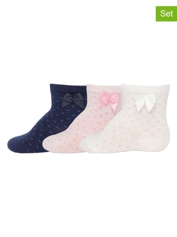 ewers 3-delige set: sokken donkerblauw/lichtroze/beige