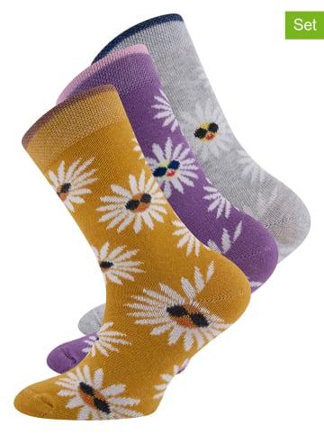 ewers 3-delige set: sokken grijs/paars/oranje