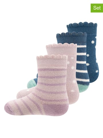 ewers 4-delige set: sokken blauw/lichtroze