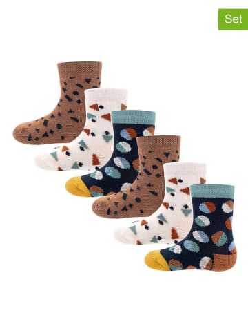 ewers 6-delige set: sokken crème/lichtbruin/donkerblauw