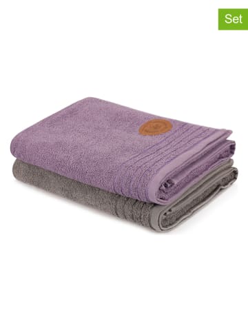 Colorful Cotton Ręczniki prysznicowe (2 szt.) w kolorze szarym i fioletowym