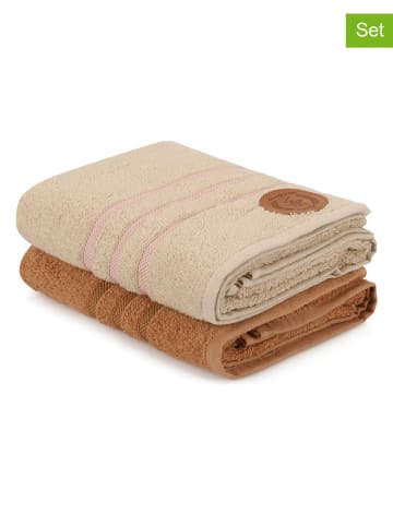 Colorful Cotton Ręczniki (2 szt.) w kolorze jasnobrązowo-beżowym do rąk