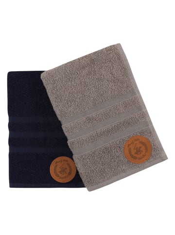 Colorful Cotton 2-delige set: handdoeken donkerblauw/grijs