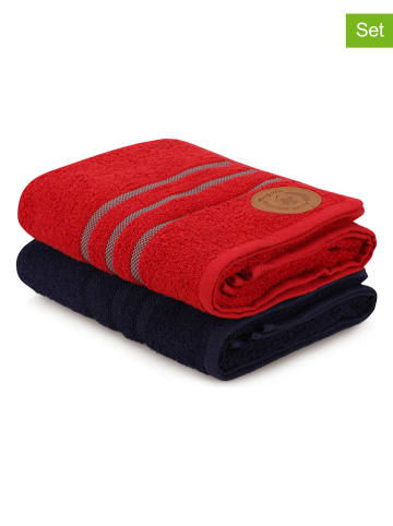 Colorful Cotton 2-delige set: handdoeken donkerblauw/rood