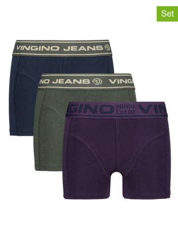 Vingino 3-delige set: boxershorts groen/paars/donkerblauw