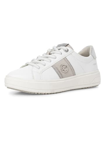 Tamaris Leren sneakers wit/zilverkleurig