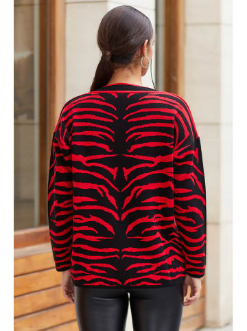 Milan Kiss Sweter w kolorze czerwonym ze wzorem
