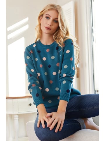Milan Kiss Sweter w kolorze niebieskim ze wzorem