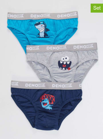 Denokids 3er-Set: Slips in Blau/ Grau