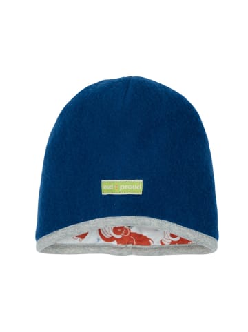 loud + proud Wende-Wollfleece-Mütze in Blau