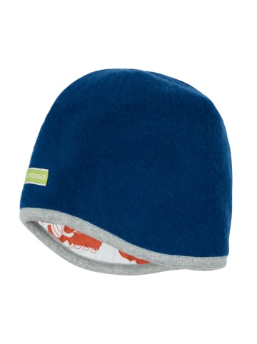 loud + proud Wende-Wollfleece-Mütze in Blau