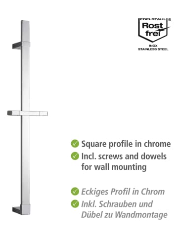 Wenko Roestvrijstalen douchestang "Design" - (H)68 cm