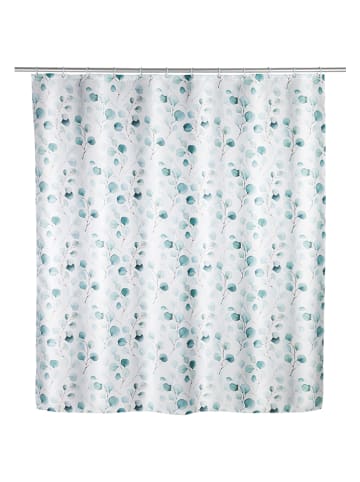Wenko Duschvorhang "Pioppo" in Weiß/ Blau - (L)200 x (B)180 cm