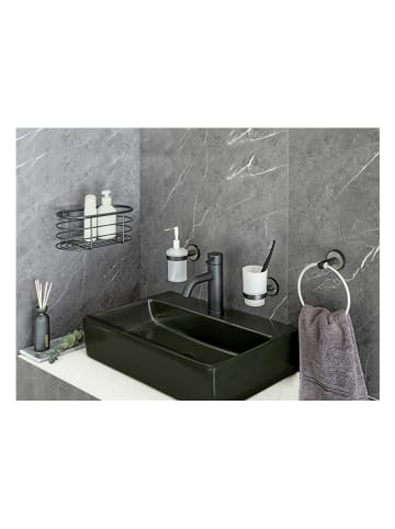 Wenko Tandenborstelbeker "Udine" zwart/wit - (B)6 x (H)9,5 x (D)11 cm