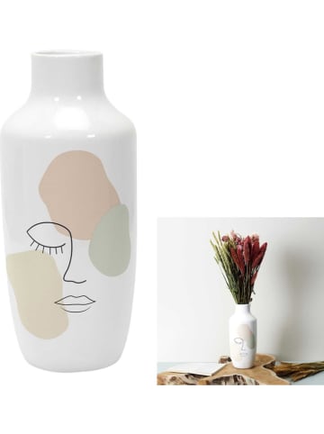 THE HOME DECO FACTORY Vase in Weiß/ Bunt - (H)29 x Ø 12,5 cm