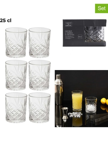 THE HOME DECO FACTORY 6-delige set: glazen transparant - 250 ml