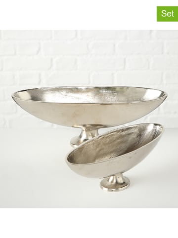 Boltze 2-delige set: decoratieve schalen "Kinky" zilverkleurig