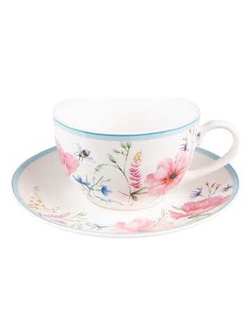 Clayre & Eef Filiżanka w kolorze kremowo-jasnoróżowym - 230 ml