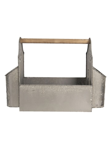 Clayre & Eef Decoratieve gereedschapskist grijs - (B)50 x (H)35 x (D)23 cm