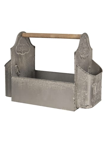 Clayre & Eef Decoratieve gereedschapskist grijs - (B)50 x (H)35 x (D)23 cm