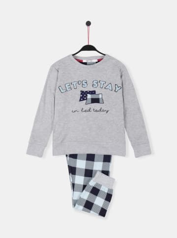admas Pyjama in Grau/ Hellblau