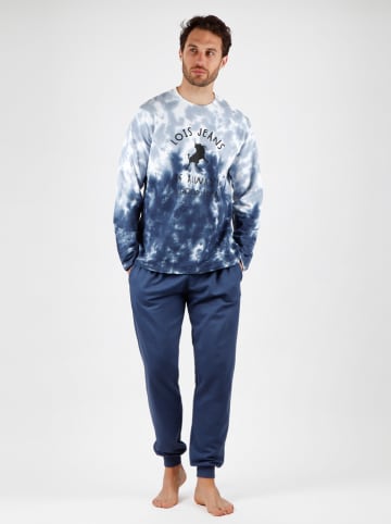 admas Pyjama in Blau/ Grau