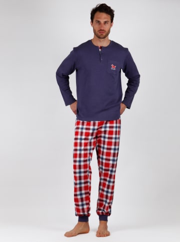 admas Pyjama donkerblauw/rood