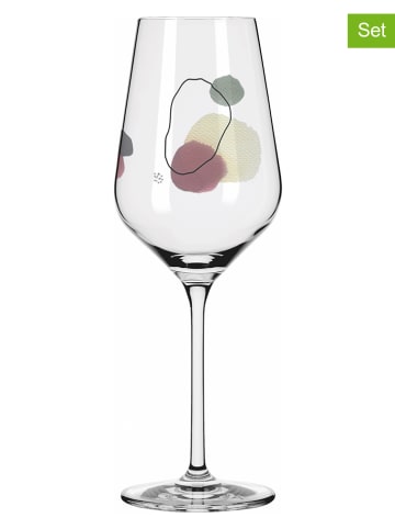 RITZENHOFF 2-delige set: wittewijnglazen "Midzomerdroom" meerkleurig - 380 ml