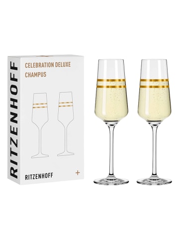 RITZENHOFF 2-delige set: champagneglazen "Deluxe" goudkleurig - 233 ml