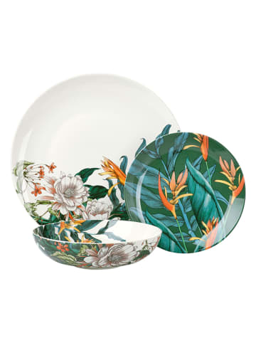 Maxwell & Williams 12-delig combinatieservies "Bladeren" groen/wit