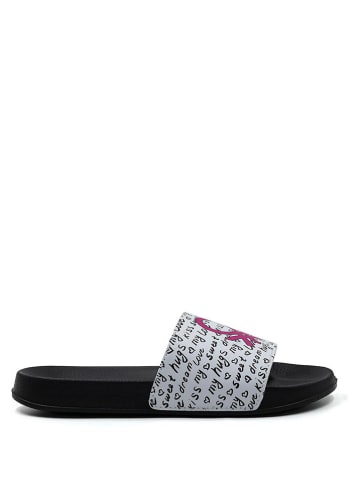 Benetton Slippers zwart/wit/roze